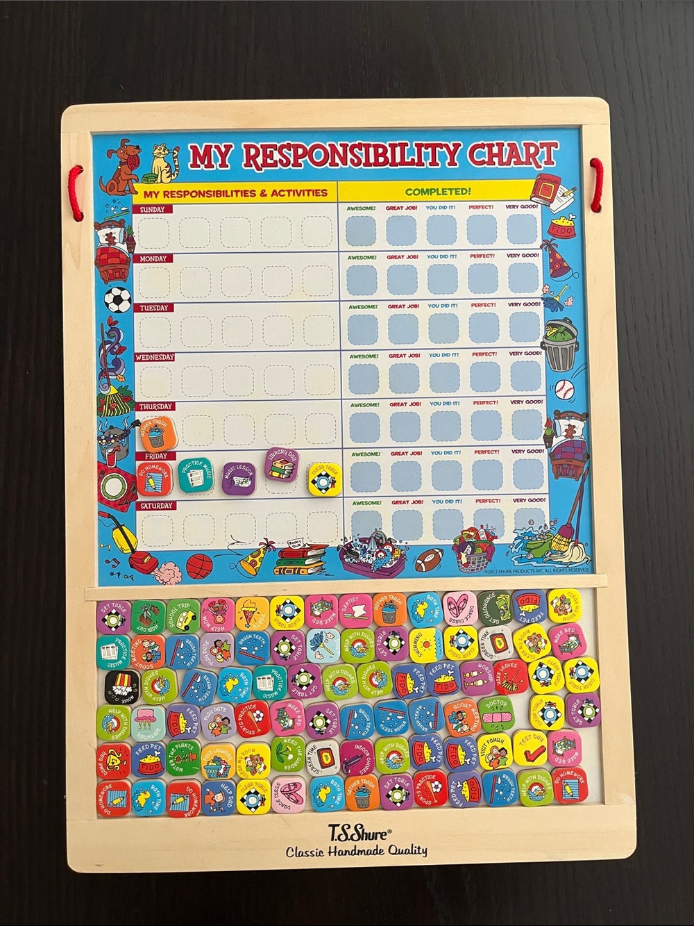 Kids Responsibility Chart with Multicolored Magnets
